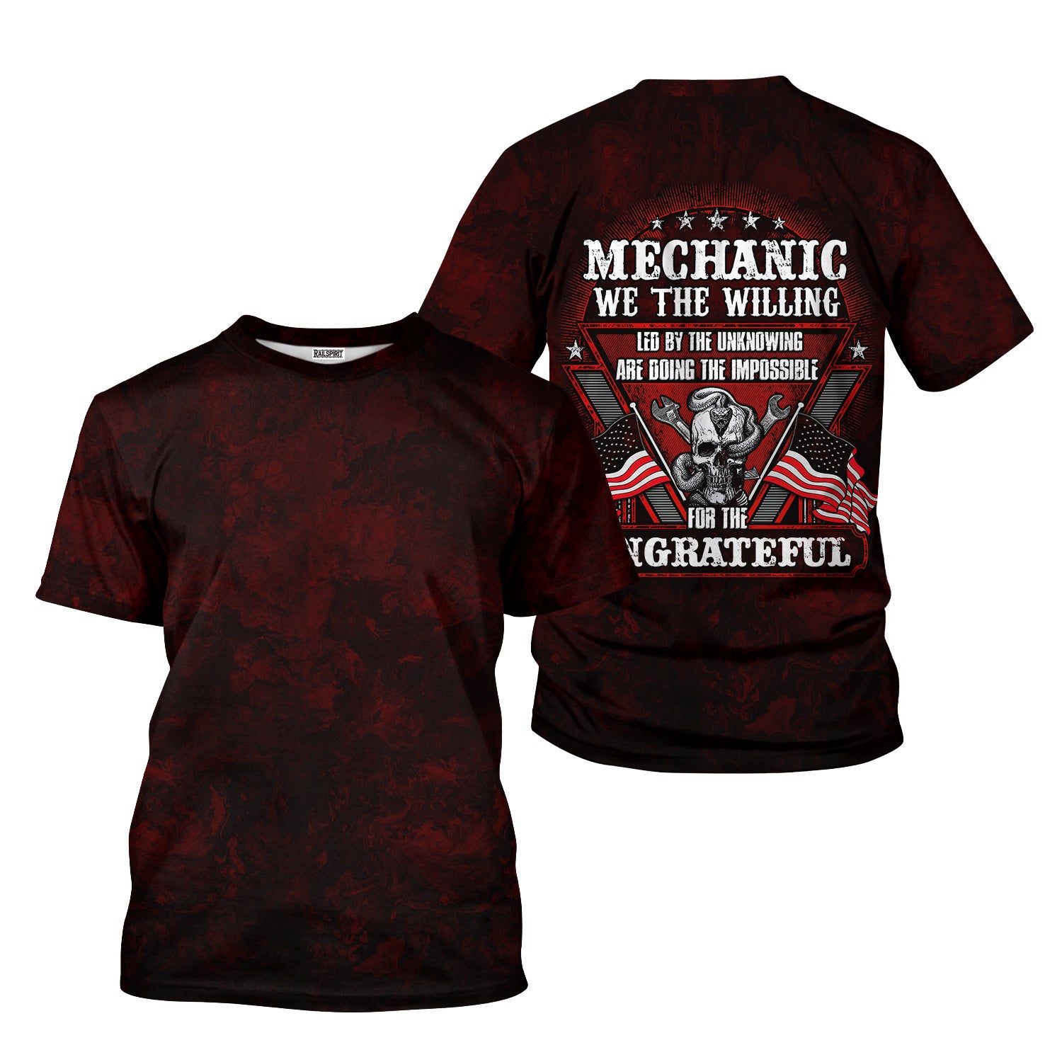Mechanic Shirt Doing The Impossible For The Ungrateful Skull Wrench Patriotic American Flag Auto Repair Garage Workwear Gift