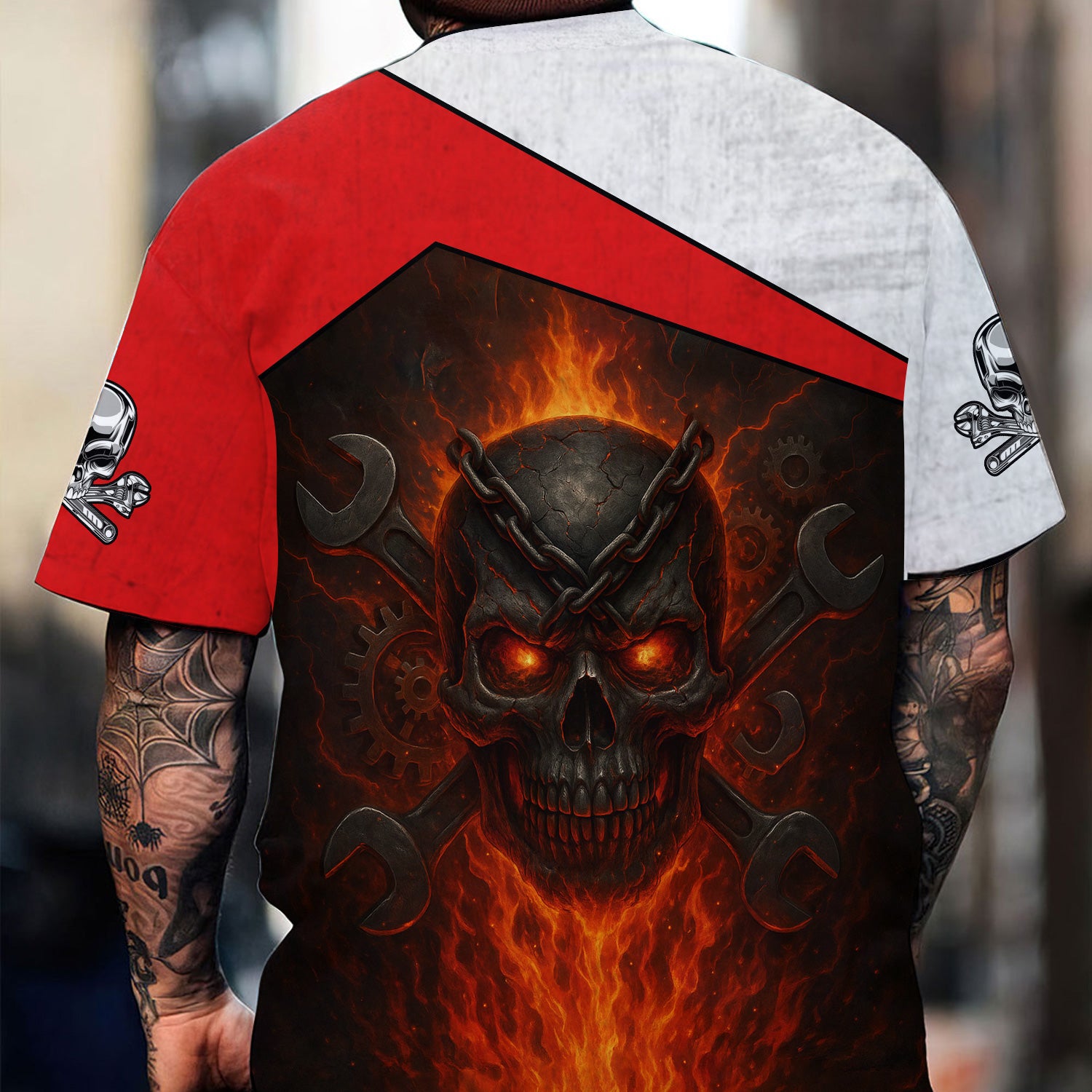 Custom Name Mechanic Shirt, Flaming Skull Mechanic Shirt, Apparel Enthusiast Gift for Men & Women, Funny Mechanic Lover