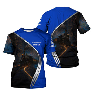 Railspirit Personalized Long Island Railroad T-Shirt Steampunk Locomotive with Custom Year Train Shirt