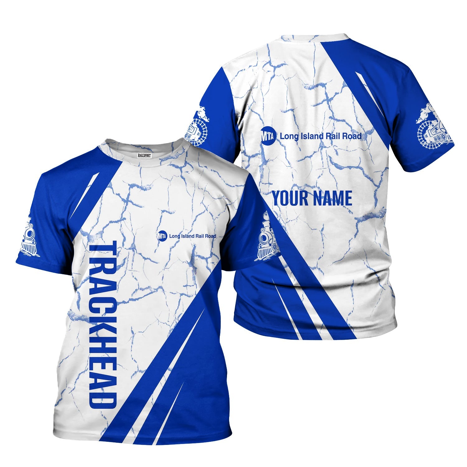 Railspirit Personalized Long Island Railroad T-Shirt Crackle Texture Style Shirt For Trackhead