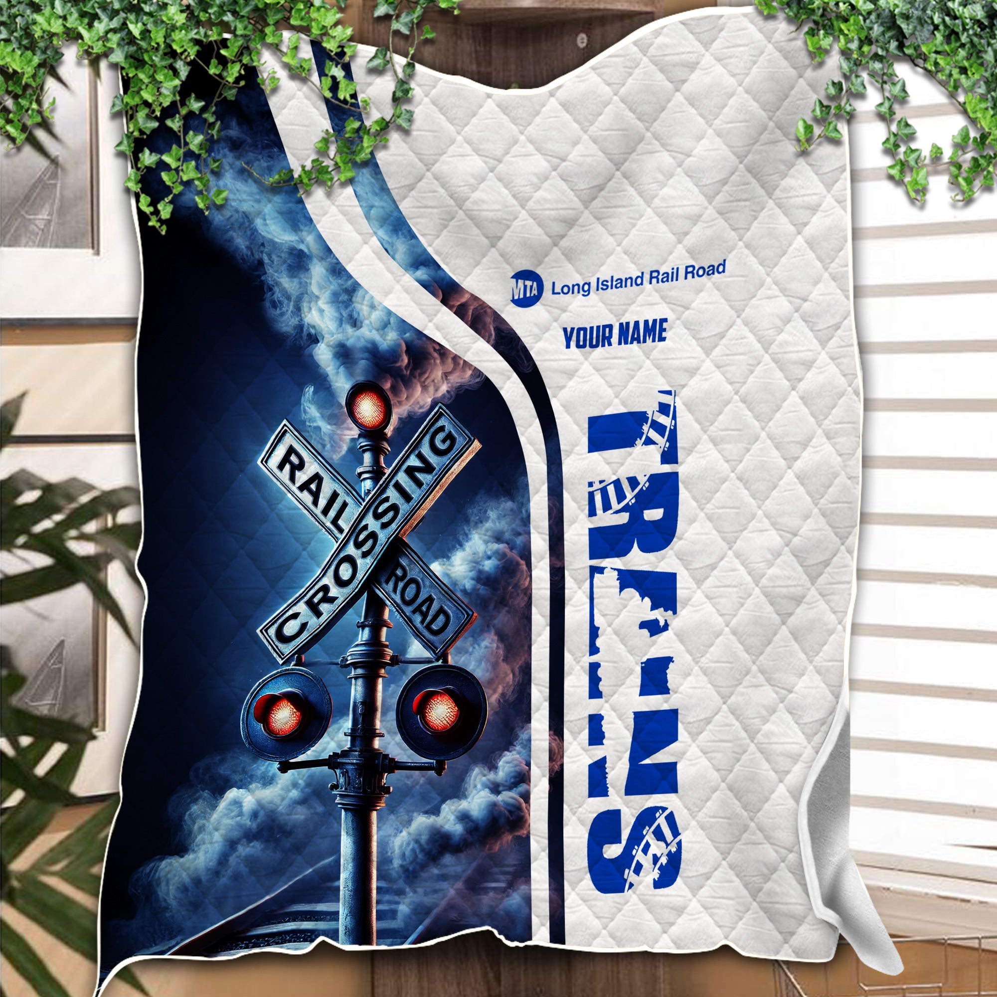 Railspirit Personalized Long Island Railroad Premium Quilts Railroad Crossing Sign Quilts All Over Print