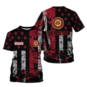 Railspirit Personalized Chicago Great Western Railroad T-Shirt Artistic Paint American Flag Style Train Shirt