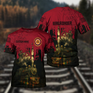 Railspirit Personalized Chicago Great Western Railroad T-Shirt Vintage Train Art Style Shirt For Locomotive Fans