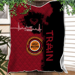 Railspirit Chicago Great Western Railroad Premium Quilts Engine Heartbeat and Track Love Style Quilts Gift Idea For Train Lovers