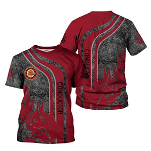 Railspirit Personalized Chicago Great Western Railroad T-Shirt Flame Design with Custom Job Position Train Shirt