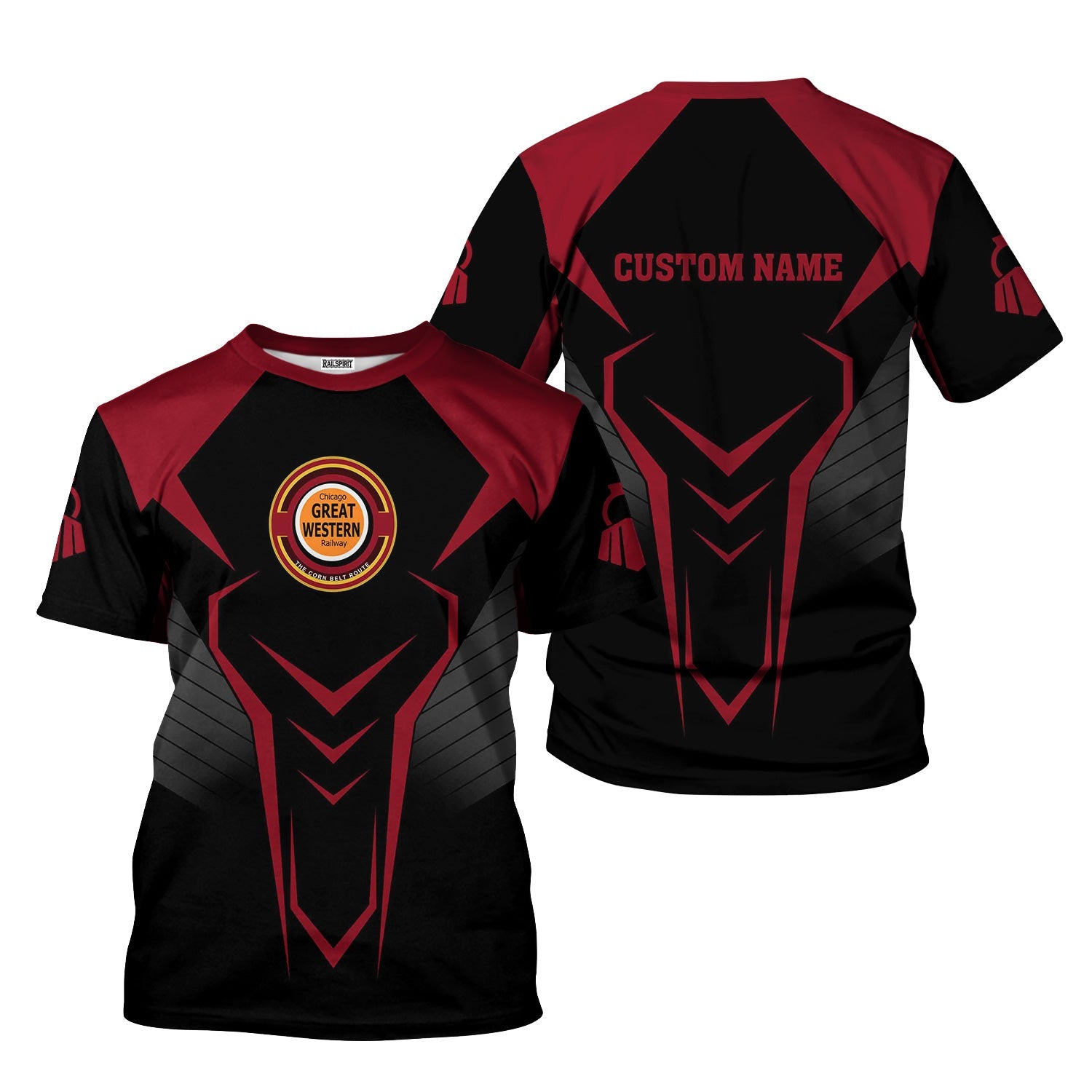 Railspirit Personalized Chicago Great Western Railroad T-Shirt Dynamic Design Style Perfect Shirt for Train Enthusiasts