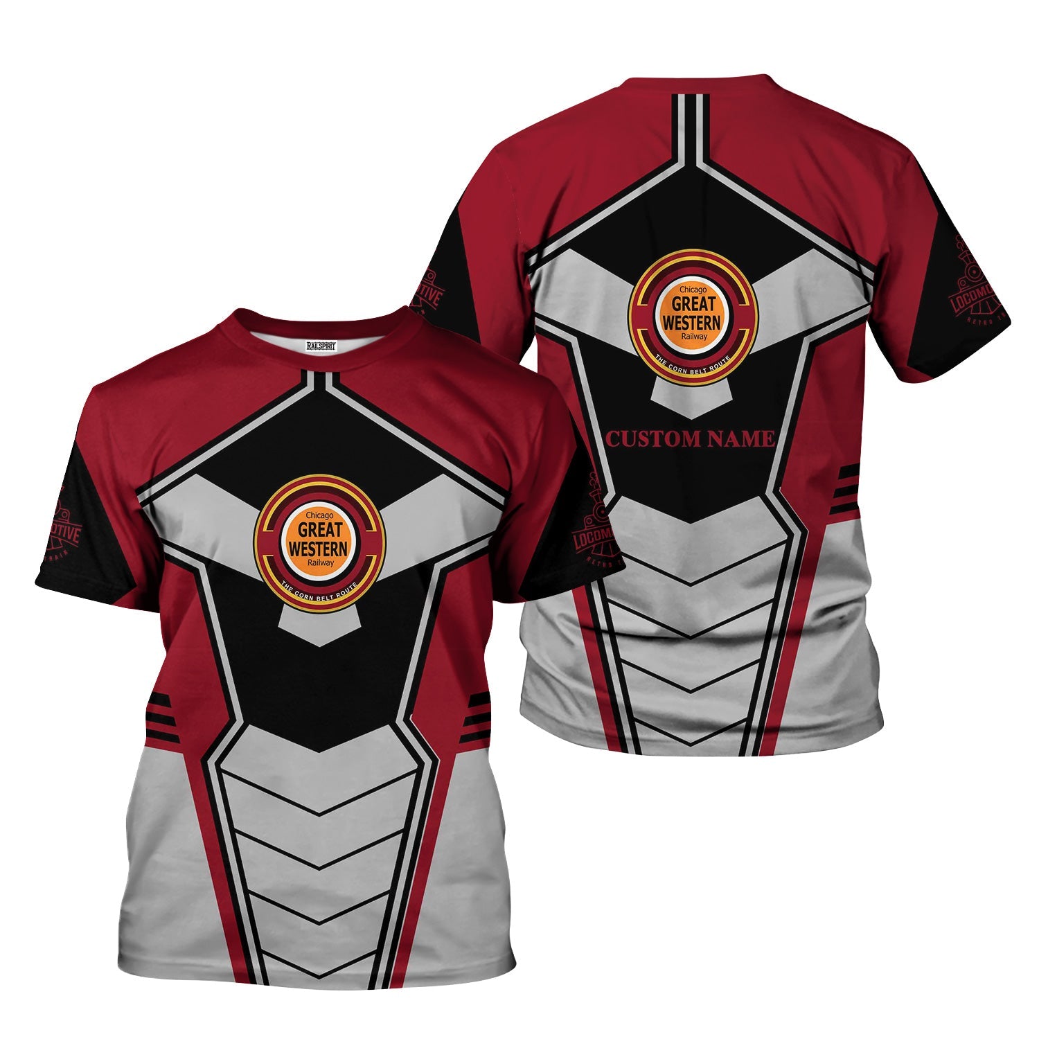 Railspirit Personalized Chicago Great Western Railroad T-Shirt Engine-Inspired Style Train Shirt for Railroad Fanatic