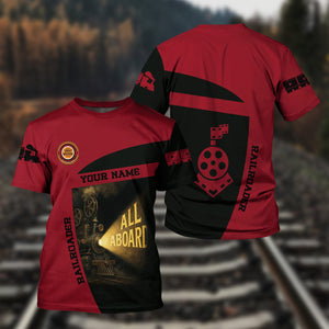Railspirit Personalized Chicago Great Western Railroad T-Shirt All Aboard Steam Train Movie Projector Style Shirt