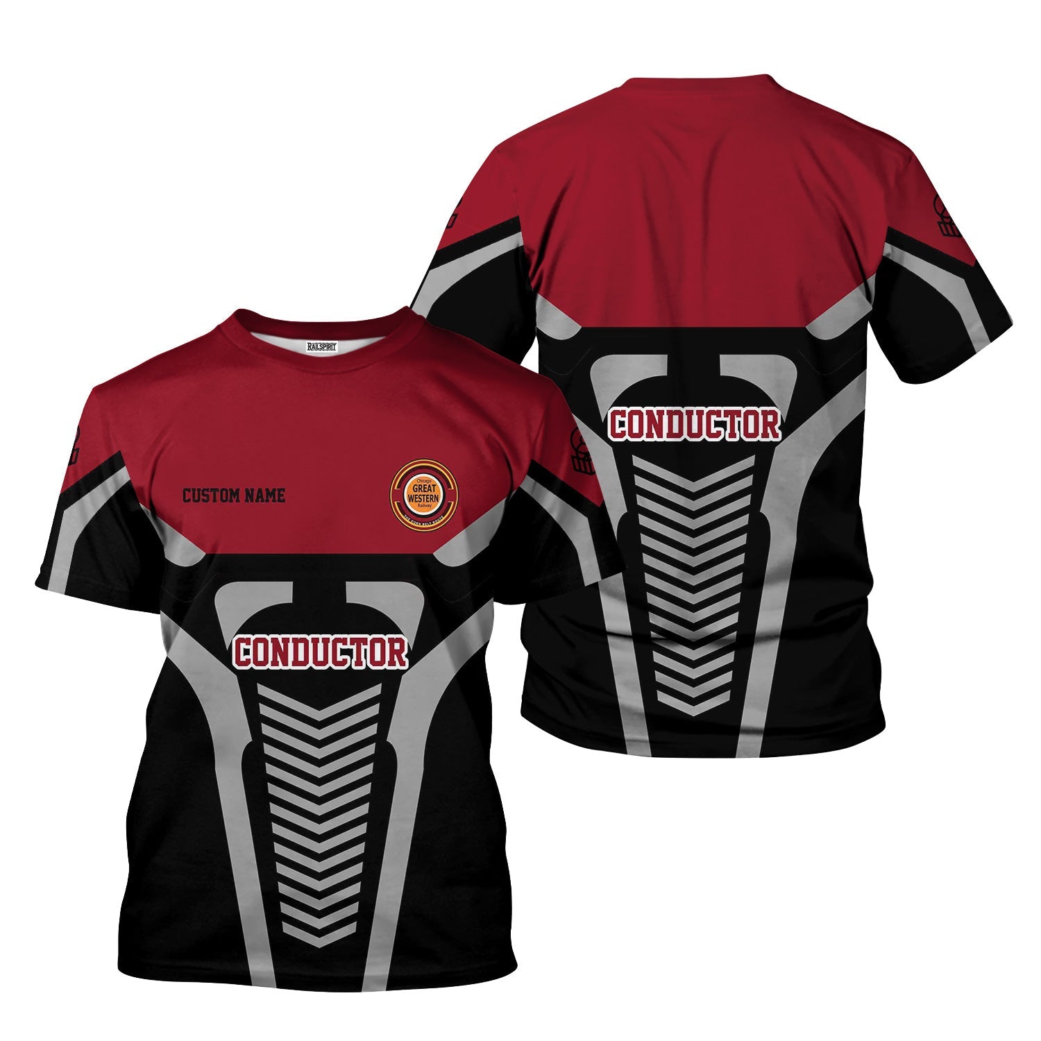 Railspirit Personalized Chicago Great Western Railroad T-Shirt Track-Inspired with Custom Job Position Train Shirt