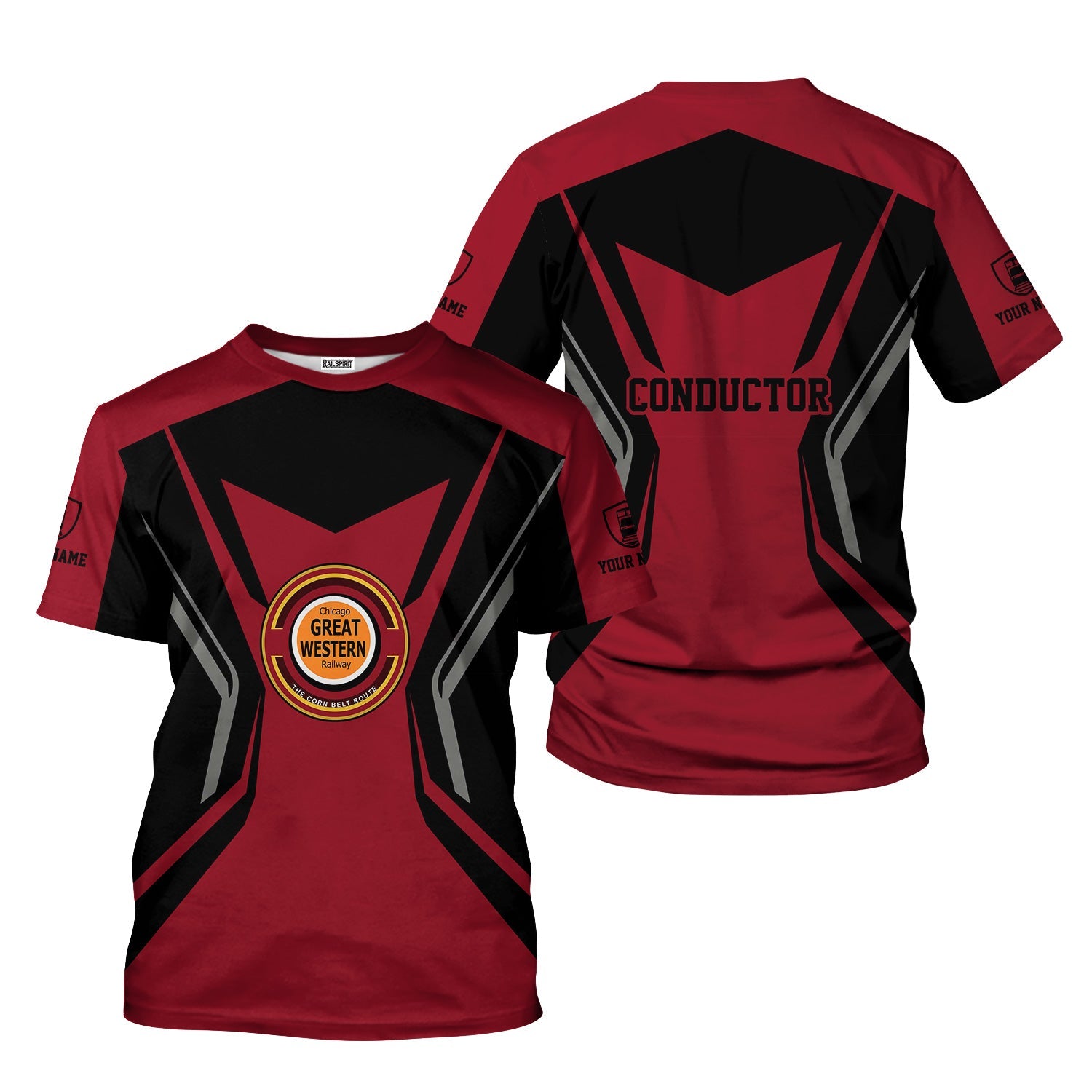 Railspirit Personalized Chicago Great Western Railroad T-Shirt Unique Style with Custom Job Train Shirt