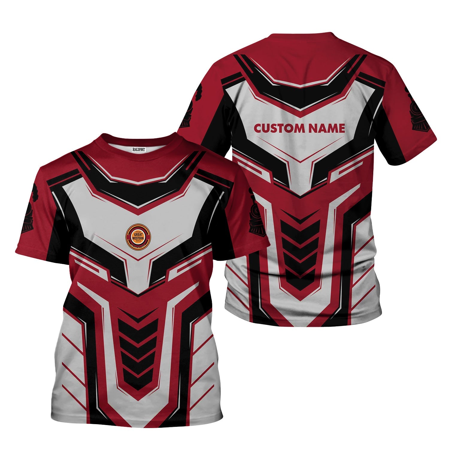 Railspirit Personalized Chicago Great Western Railroad T-Shirt Armor-Inspired Design Train Shirt All Over Print