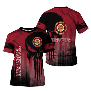 Railspirit Personalized Chicago Great Western Railroad T-Shirt Skull Design with Custom Job Train Shirt for Trackhead Crew