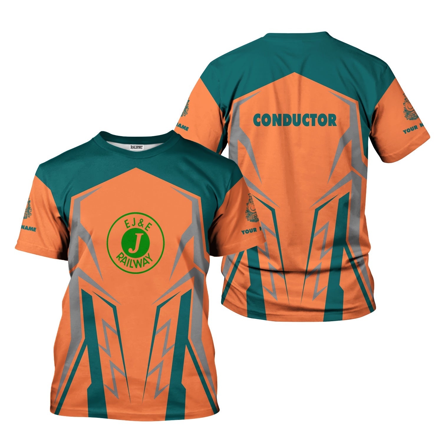 Railspirit Personalized Elgin Joliet And Eastern Railroad T-Shirt Futuristic Design with Custom Job Train Shirt