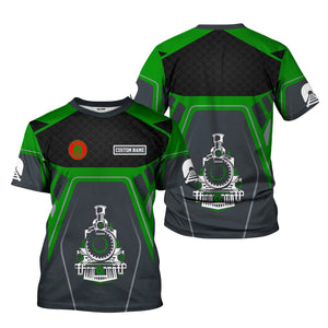 Railspirit Personalized Elgin Joliet And Eastern Railroad T-Shirt Steam Locomotive Engine Graphic Train Shirt All Over Print