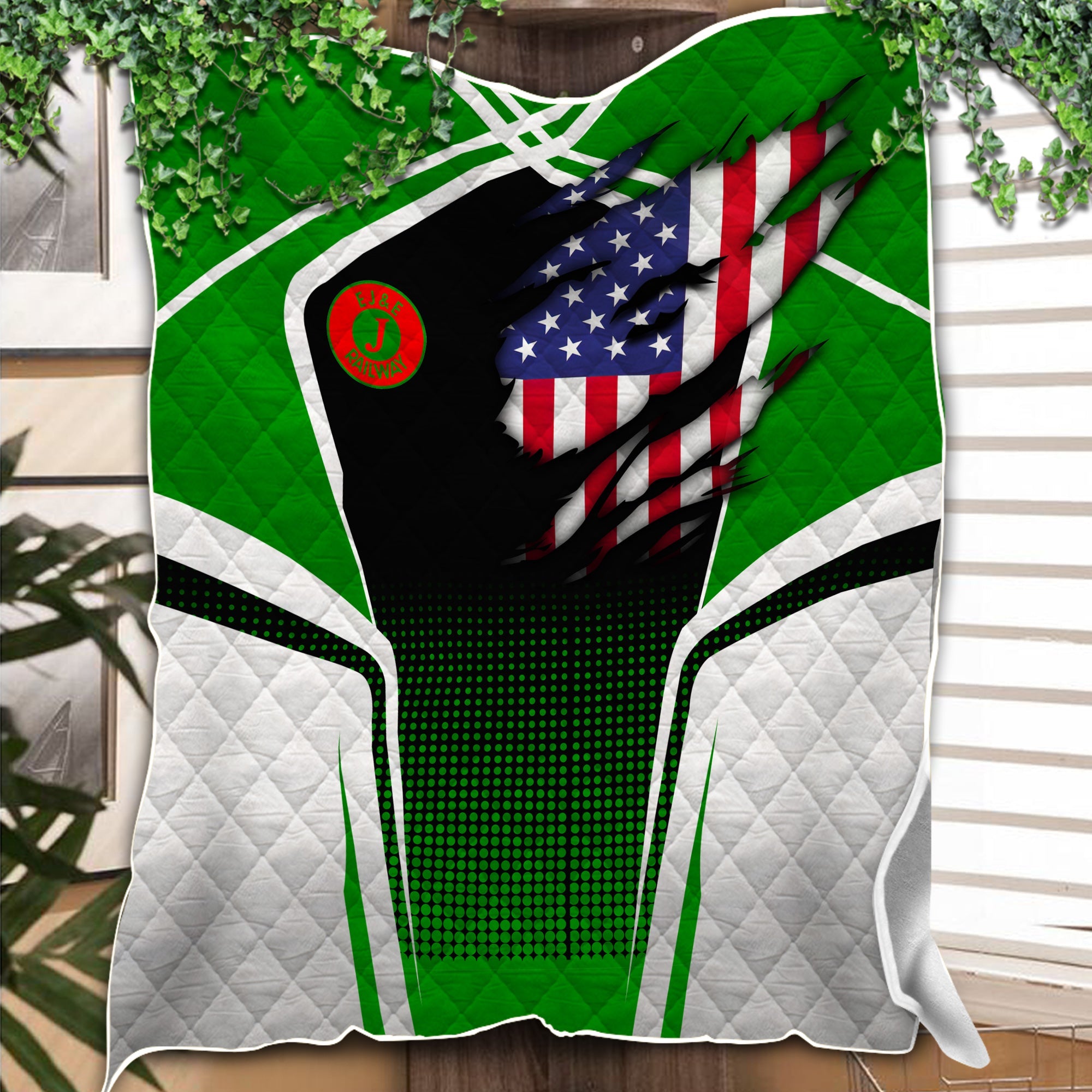 Railspirit Personalized Elgin Joliet And Eastern Railroad Premium Quilts American Vintage All Over Printed Premium Quilts