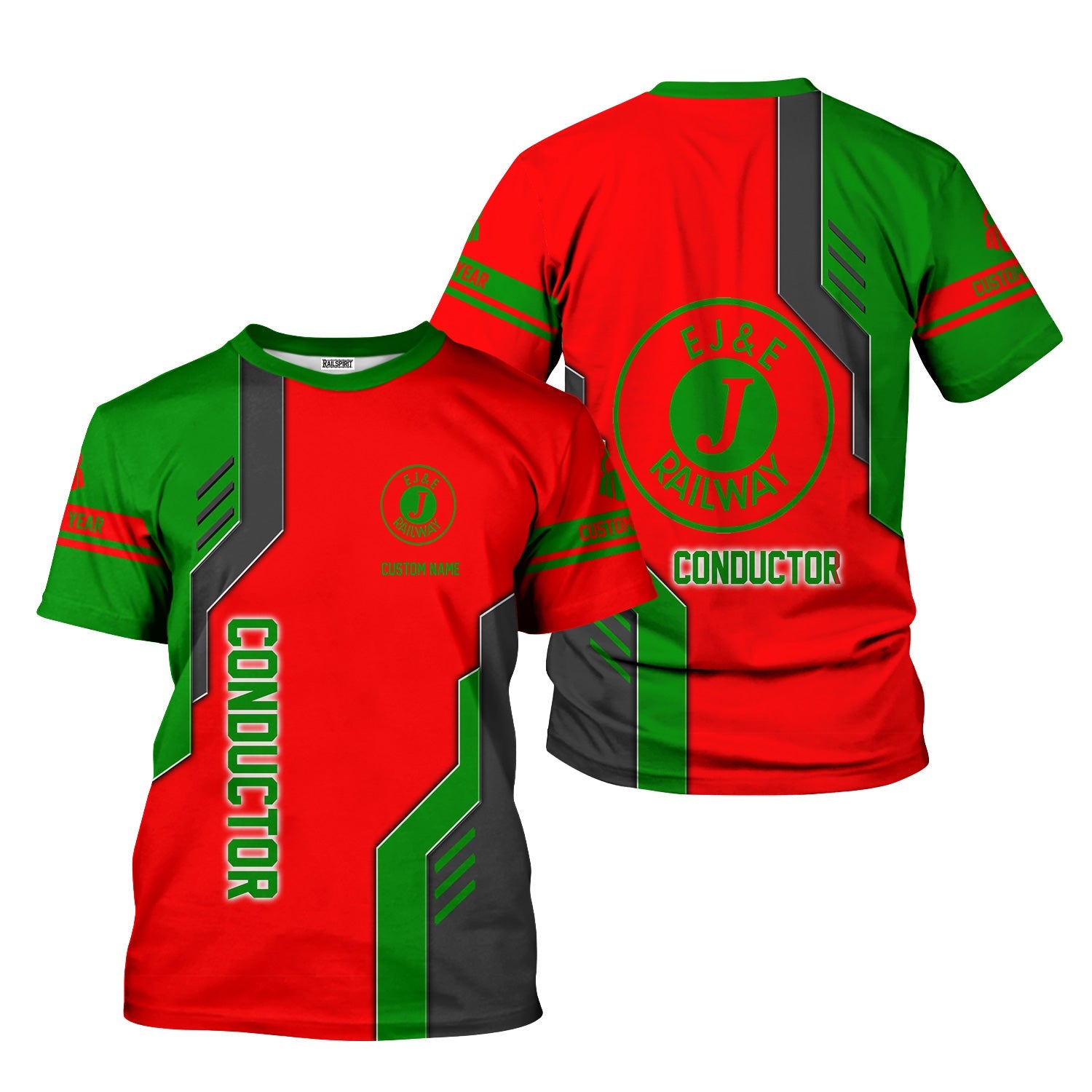 Railspirit Personalized Elgin Joliet And Eastern Railroad T-Shirt Unique Railway Style with Custom Job Train Shirt