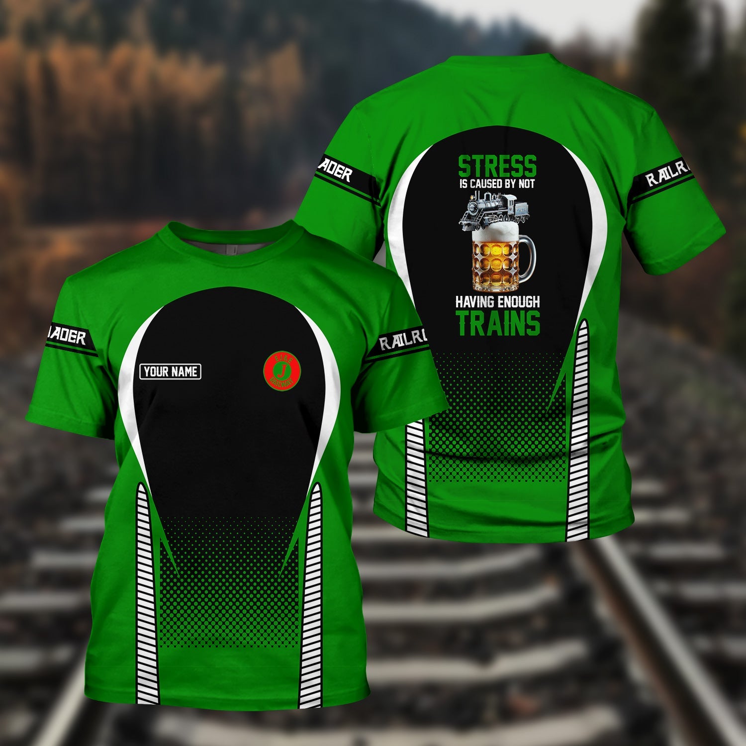 Railspirit Personalized Elgin Joliet And Eastern Railroad T Shirt Stress Is Caused By Not Having Enough Trains Shirt All Over Print