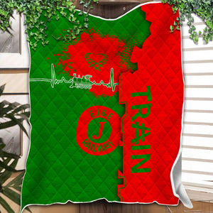 Railspirit Elgin Joliet And Eastern Railroad Premium Quilts Engine Heartbeat and Track Love Style Quilts Gift Idea For Train Lovers