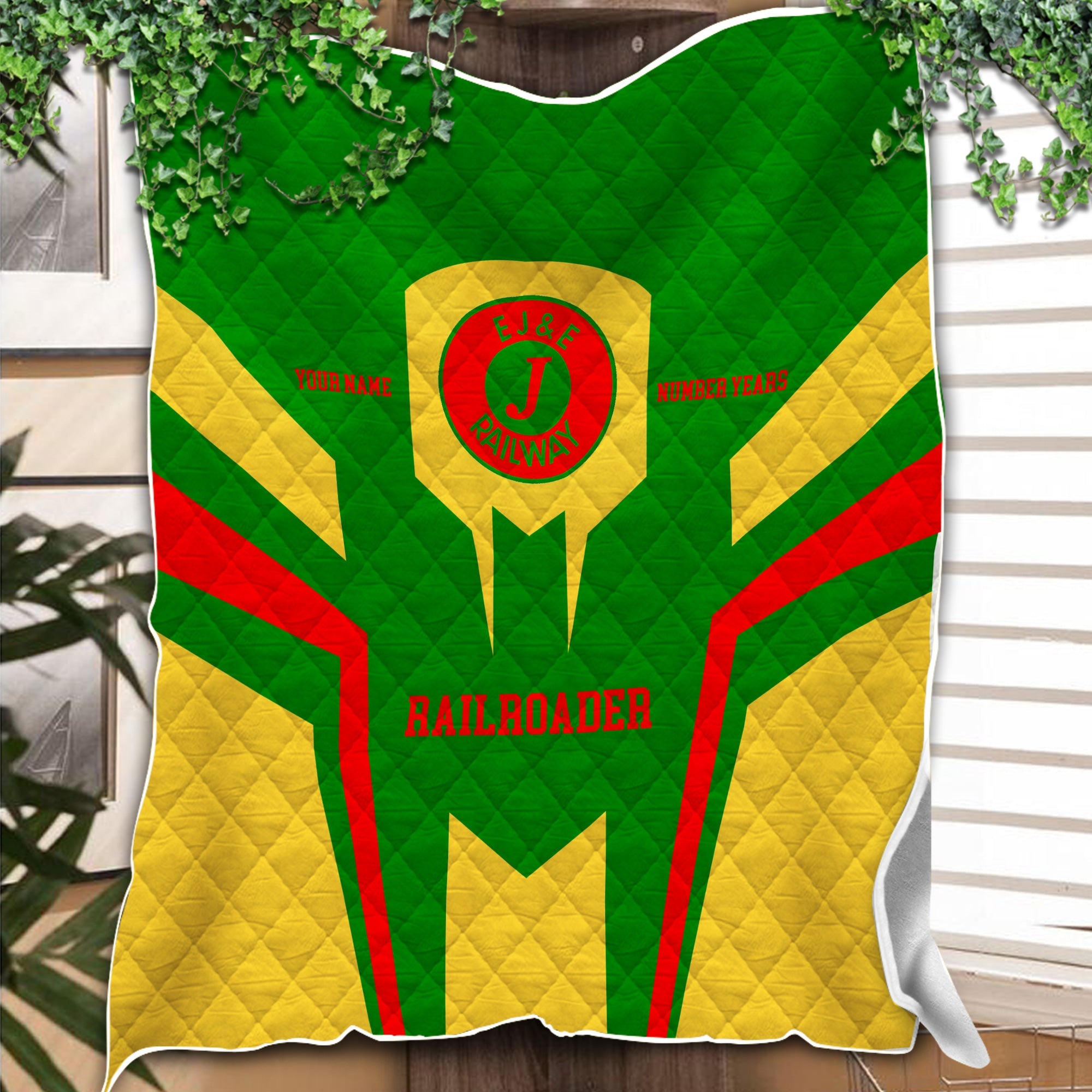 Railspirit Personalized Elgin Joliet And Eastern Railroad Premium Quilts Custom Year Railroader Gift Idea For Train Lover