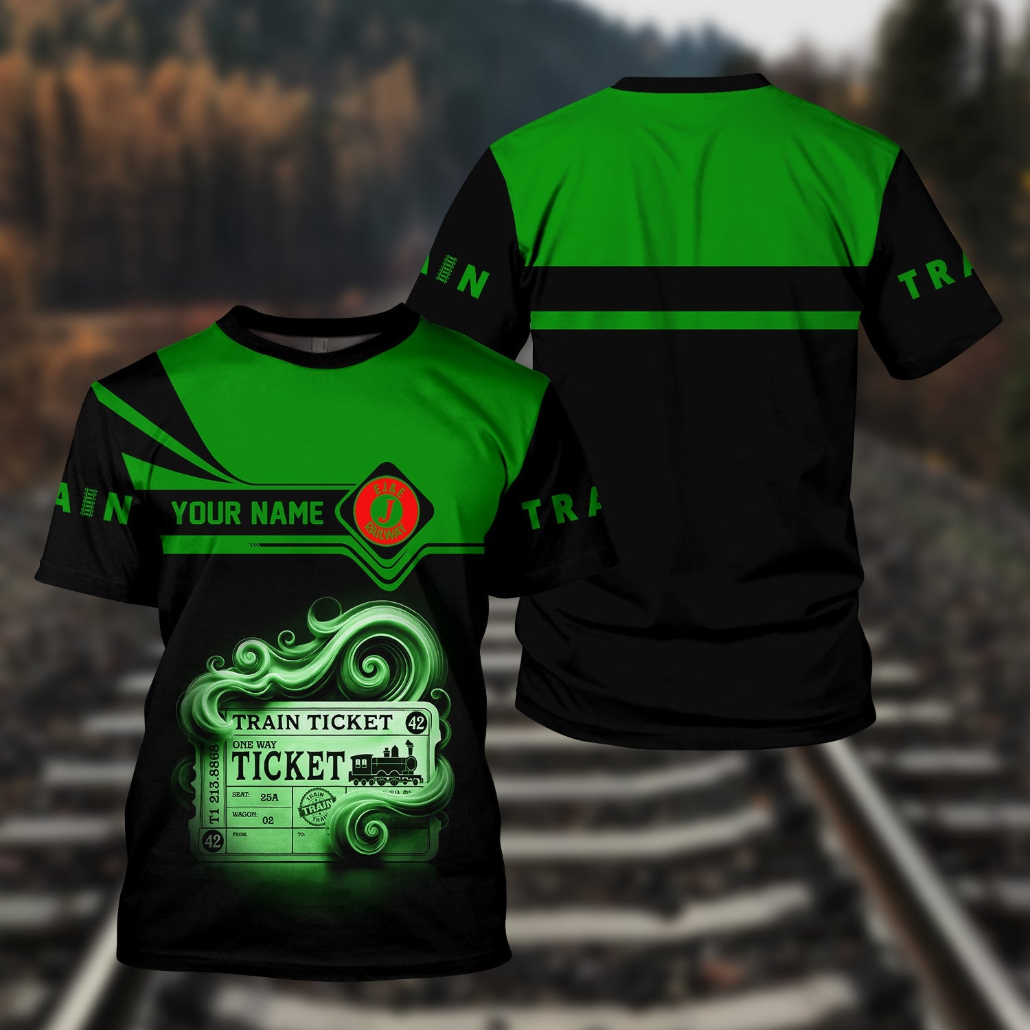 Railspirit Personalized Elgin Joliet And Eastern Railroad T Shirt Train Ticket American Locomotive Printed Train