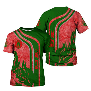 Railspirit Personalized Elgin Joliet And Eastern Railroad T-Shirt Flame Design with Custom Job Position Train Shirt