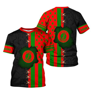 Railspirit Personalized Elgin Joliet And Eastern Railroad T-Shirt American Flag with Crack Effect Train Shirt