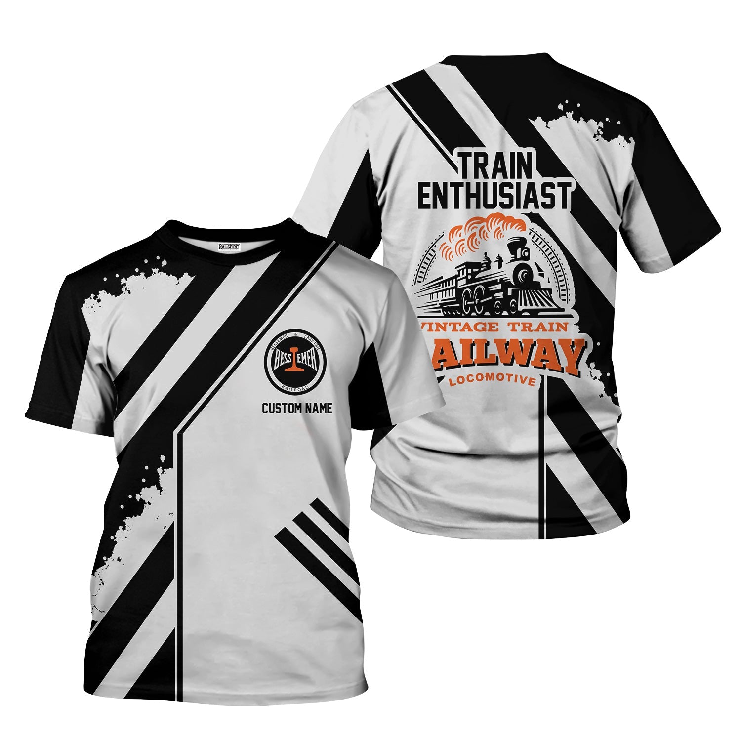 Railspirit Personalized Bessemer And Lake Erie Railroad T-Shirt Locomotive Design Train Shirt for Train Enthusiast