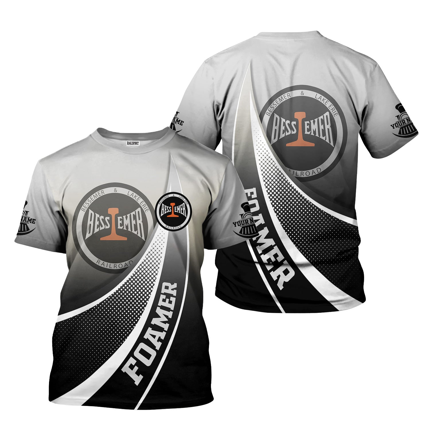 Railspirit Personalized Bessemer And Lake Erie Railroad T-Shirt Railway-Themed Style Shirt Gift Idea For Trainspotter