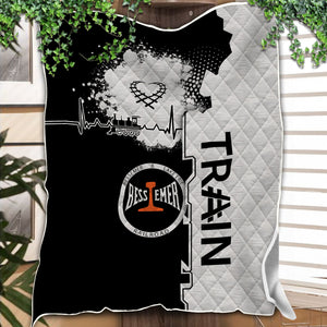 Railspirit Bessemer And Lake Erie Railroad Premium Quilts Engine Heartbeat and Track Love Style Quilts Gift Idea For Train Lovers