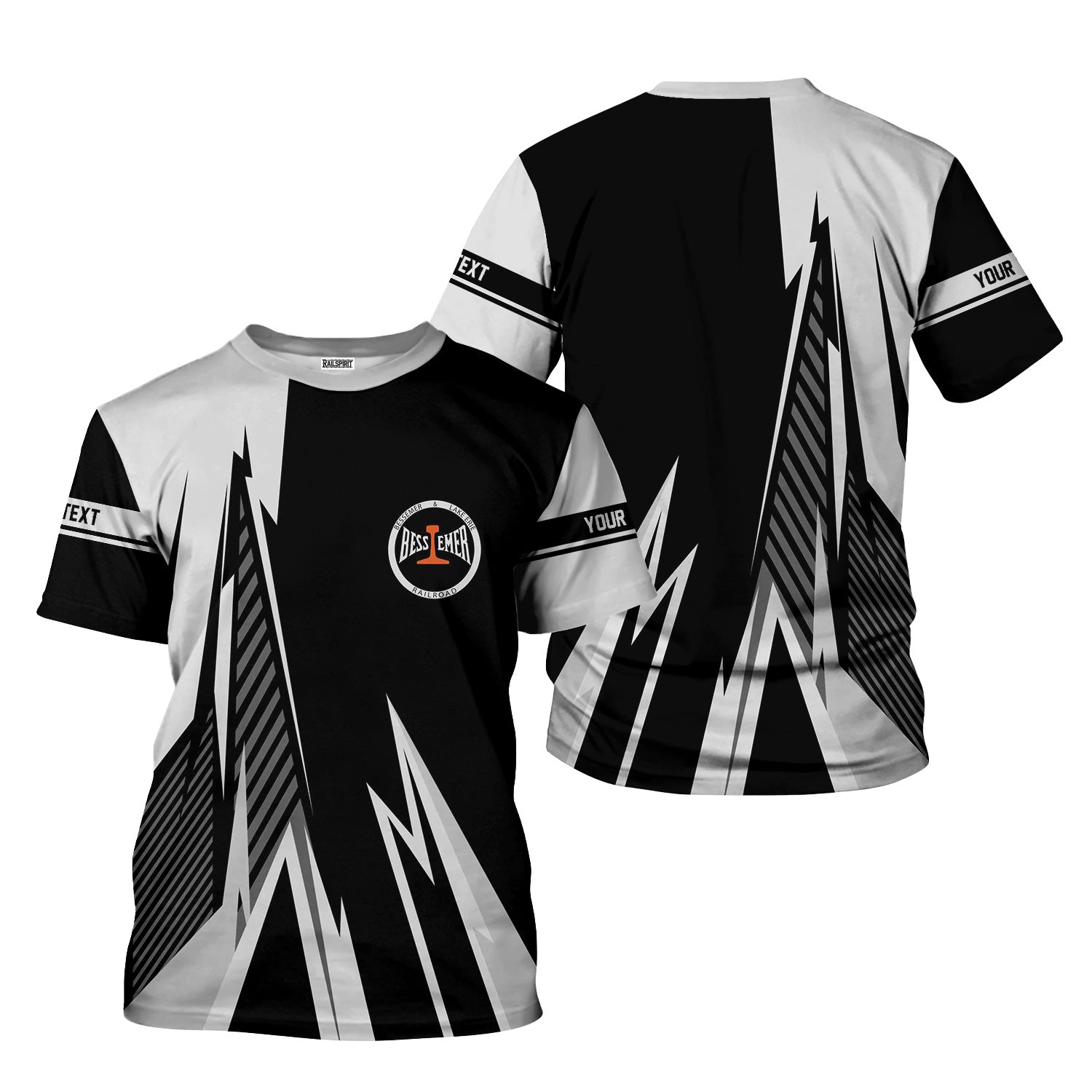 Railspirit Personalized Bessemer And Lake Erie Railroad T-Shirt Lightning-Inspired Railway Style Shirt For Train Lovers