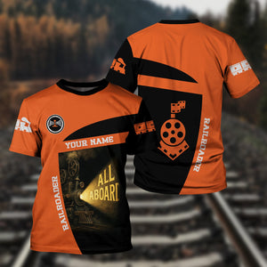 Railspirit Personalized Bessemer And Lake Erie Railroad T-Shirt All Aboard Steam Train Movie Projector Style Shirt