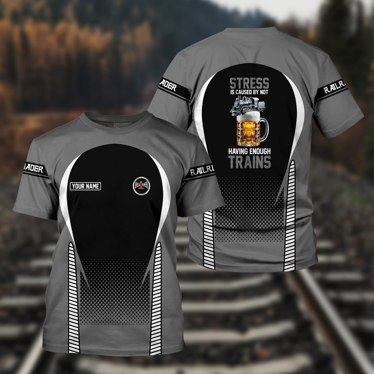 Railspirit Personalized Bessemer And Lake Erie Railroad T Shirt Stress Is Caused By Not Having Enough Trains Shirt All Over Print