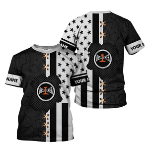 Railspirit Personalized Bessemer And Lake Erie Railroad T-Shirt American Flag with Crack Effect Train Shirt