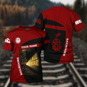 Railspirit Personalized Detroit & Mackinac Railroad T-Shirt All Aboard Steam Train Movie Projector Style Shirt