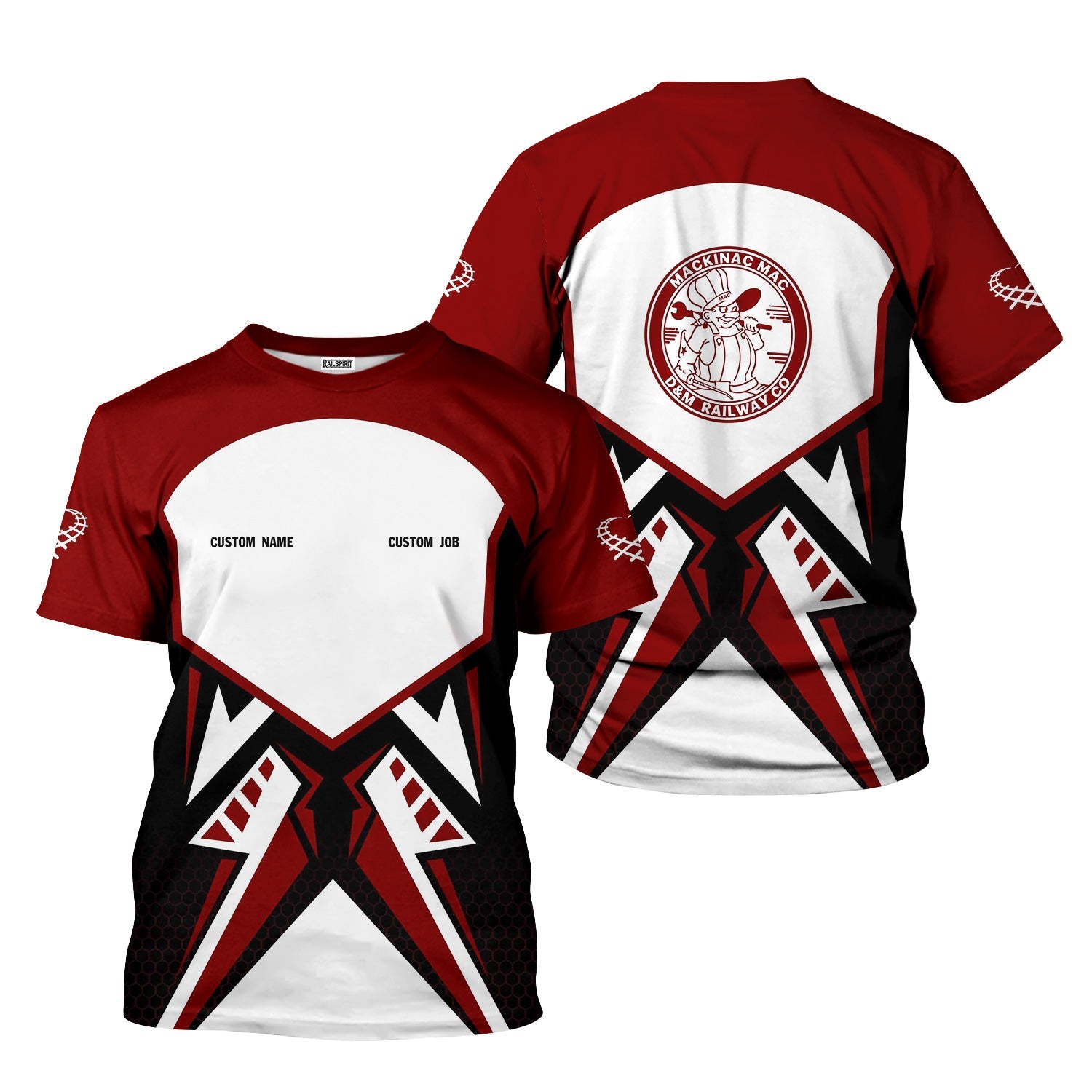 Railspirit Personalized Detroit & Mackinac Railroad T-Shirt Vibriant Style with Custom Position Train Shirt