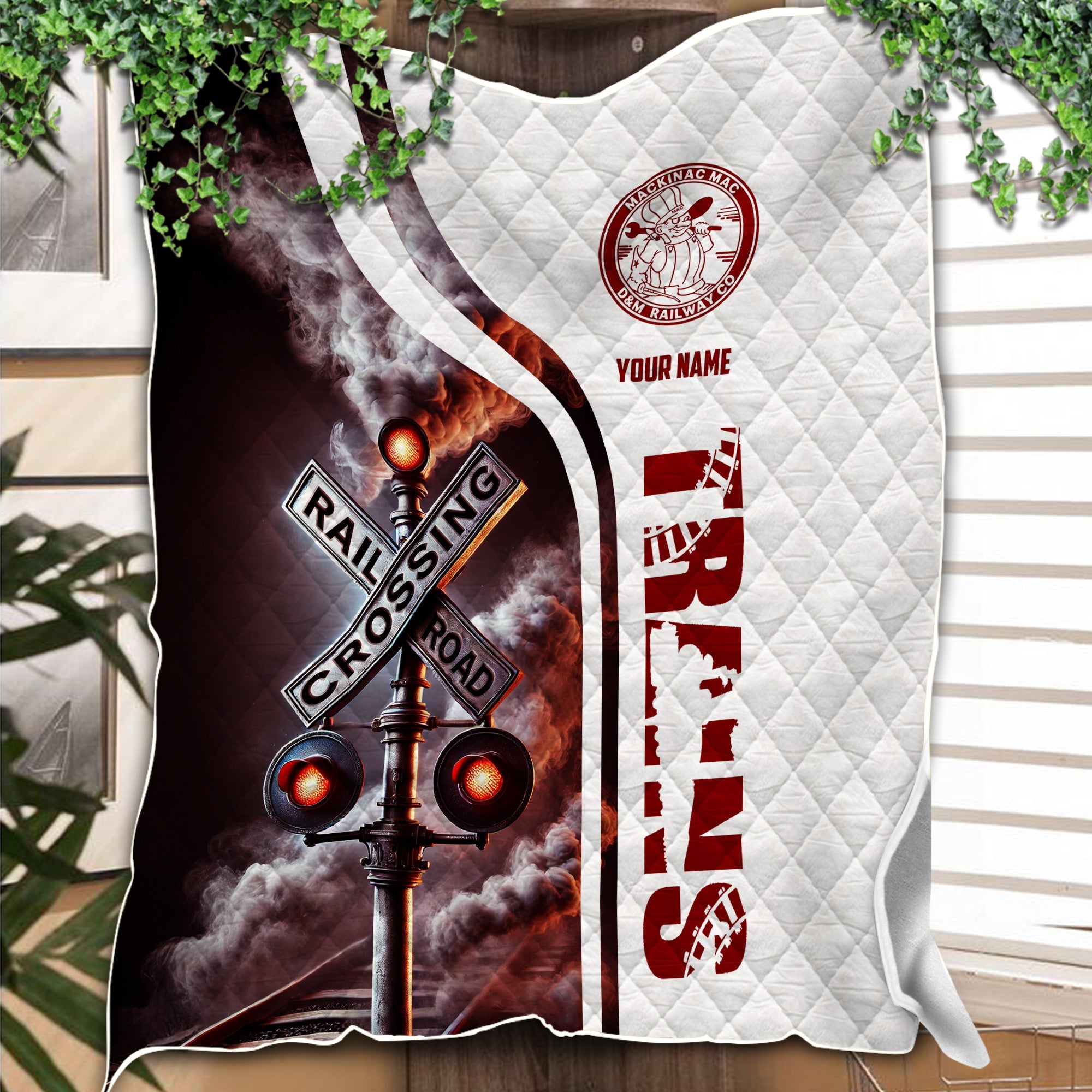 Railspirit Personalized Detroit & Mackinac Railroad Premium Quilts Railroad Crossing Sign Quilts All Over Print