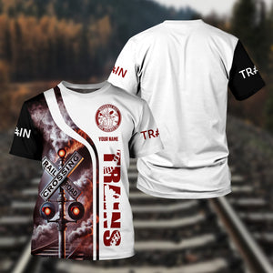 Railspirit Custom Name Detroit & Mackinac Railroad T Shirt Railroad Crossing Sign Train Shirt All Over Print