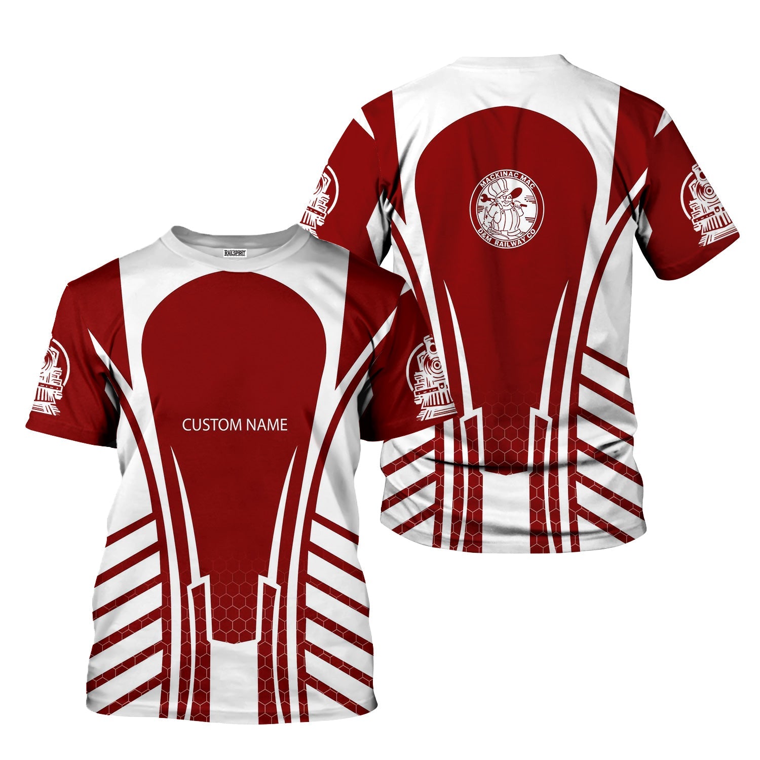 Railspirit Personalized Detroit & Mackinac Railroad T-Shirt Striped Railroad Style Train Shirt All Over Print