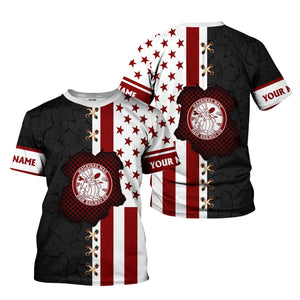 Railspirit Personalized Detroit & Mackinac Railroad T-Shirt American Flag with Crack Effect Train Shirt