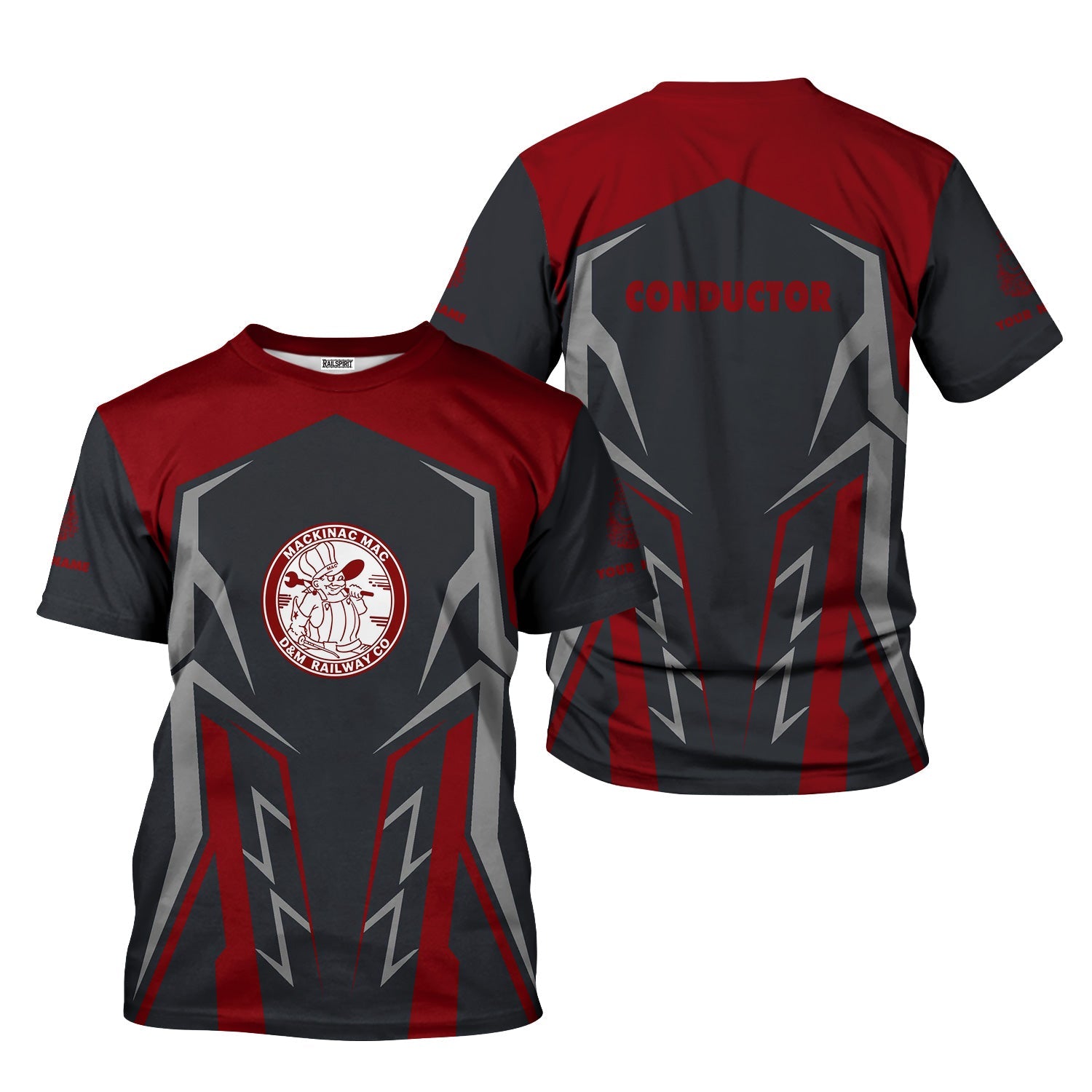 Railspirit Personalized Detroit & Mackinac Railroad T-Shirt Futuristic Design with Custom Job Train Shirt