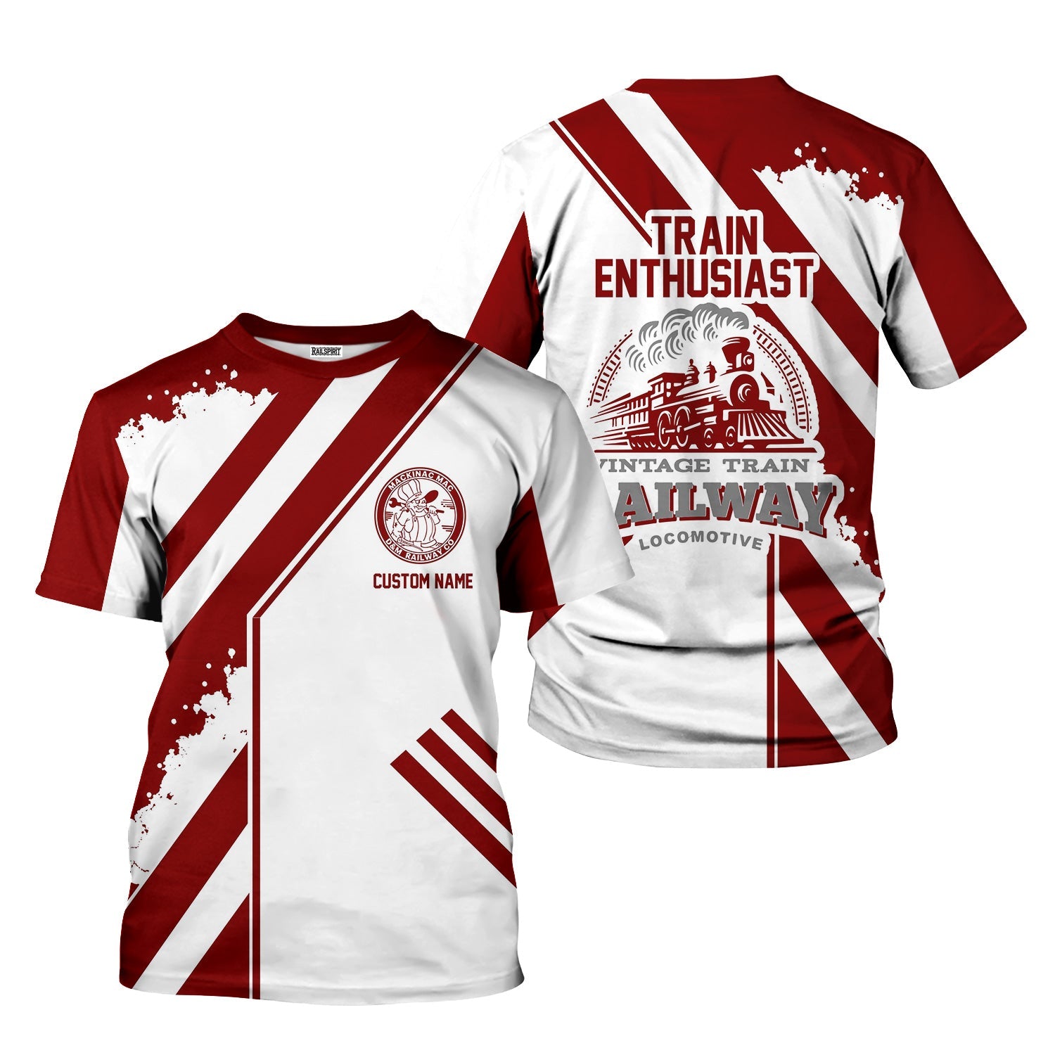 Railspirit Personalized Detroit & Mackinac Railroad T-Shirt Locomotive Design Train Shirt for Train Enthusiast