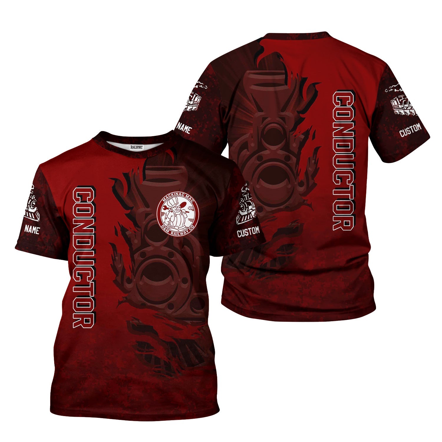 Railspirit Personalized Detroit & Mackinac Railroad T-Shirt Blazing Style with Custom Position Train Shirt