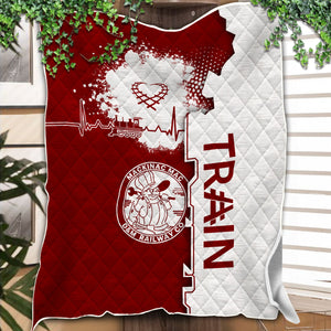 Railspirit Detroit & Mackinac Railroad Premium Quilts Engine Heartbeat and Track Love Style Quilts Gift Idea For Train Lovers