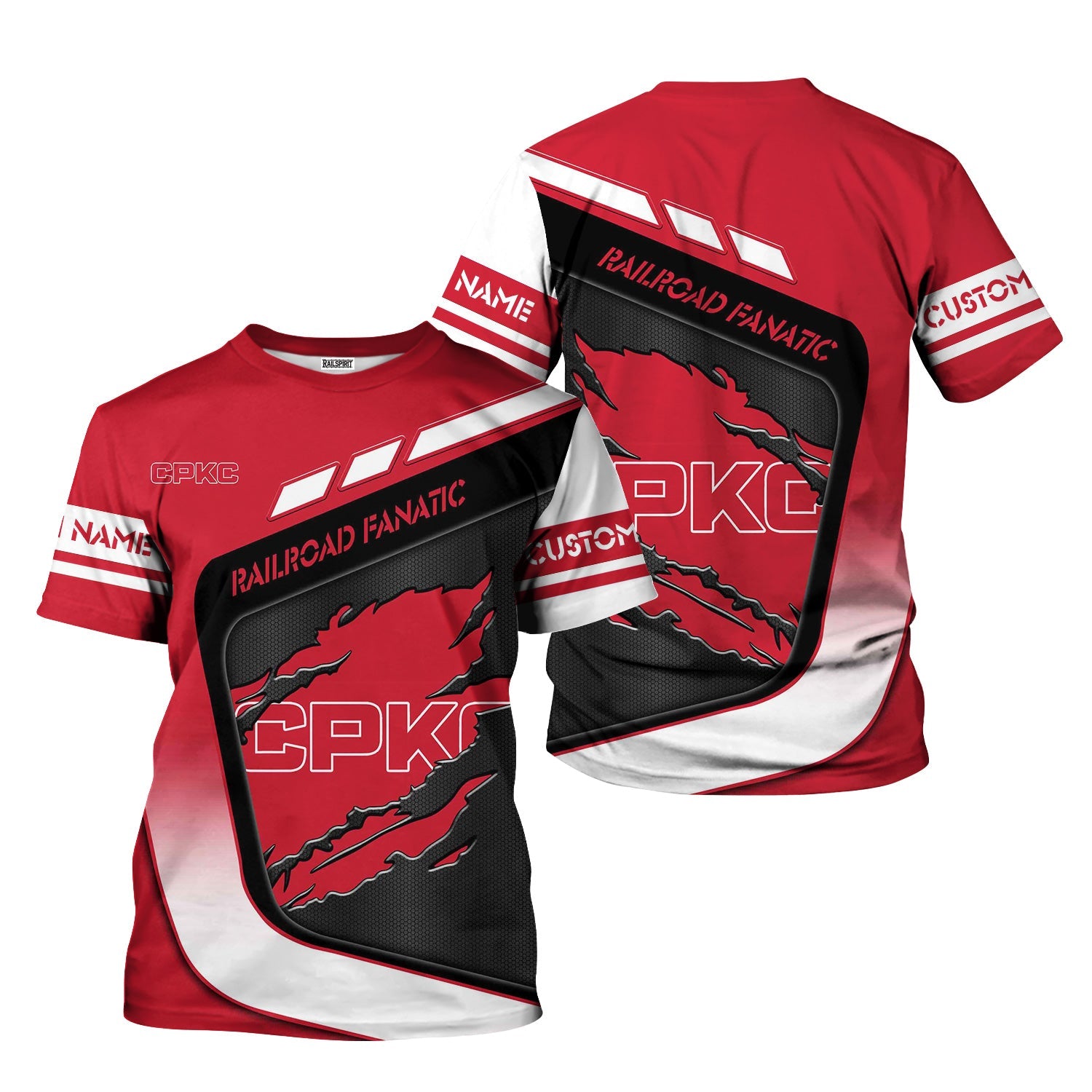 Railspirit Personalized Canadian Pacific Kansas City T-Shirt Ripped Texture Style CPKC Train Shirt For Railroad Fanatic