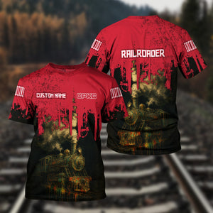 Railspirit Personalized Canadian Pacific Kansas City T-Shirt Vintage Train Art Style CPKC Shirt For Locomotive Fans