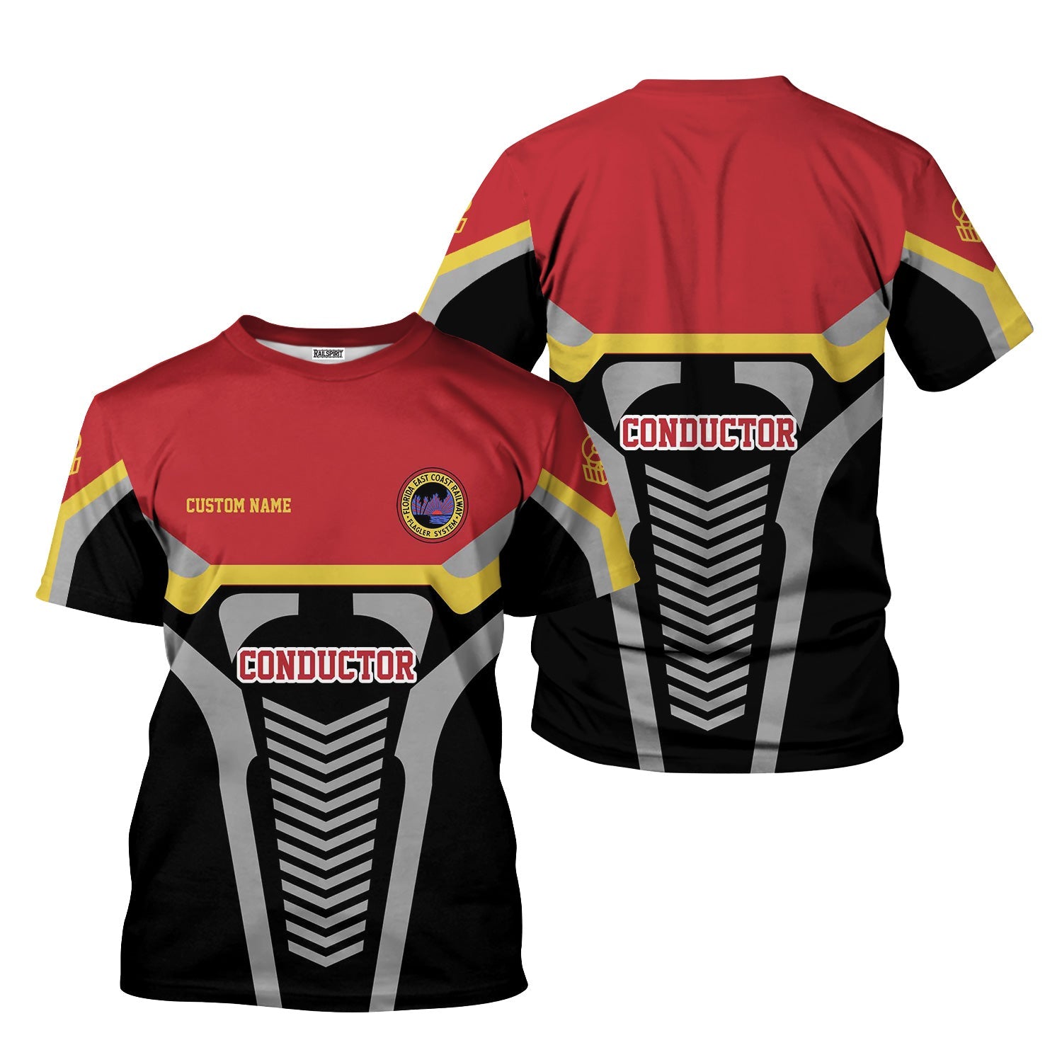 Railspirit Personalized Florida East Coast Railway T-Shirt Track-Inspired with Custom Job Position Train Shirt
