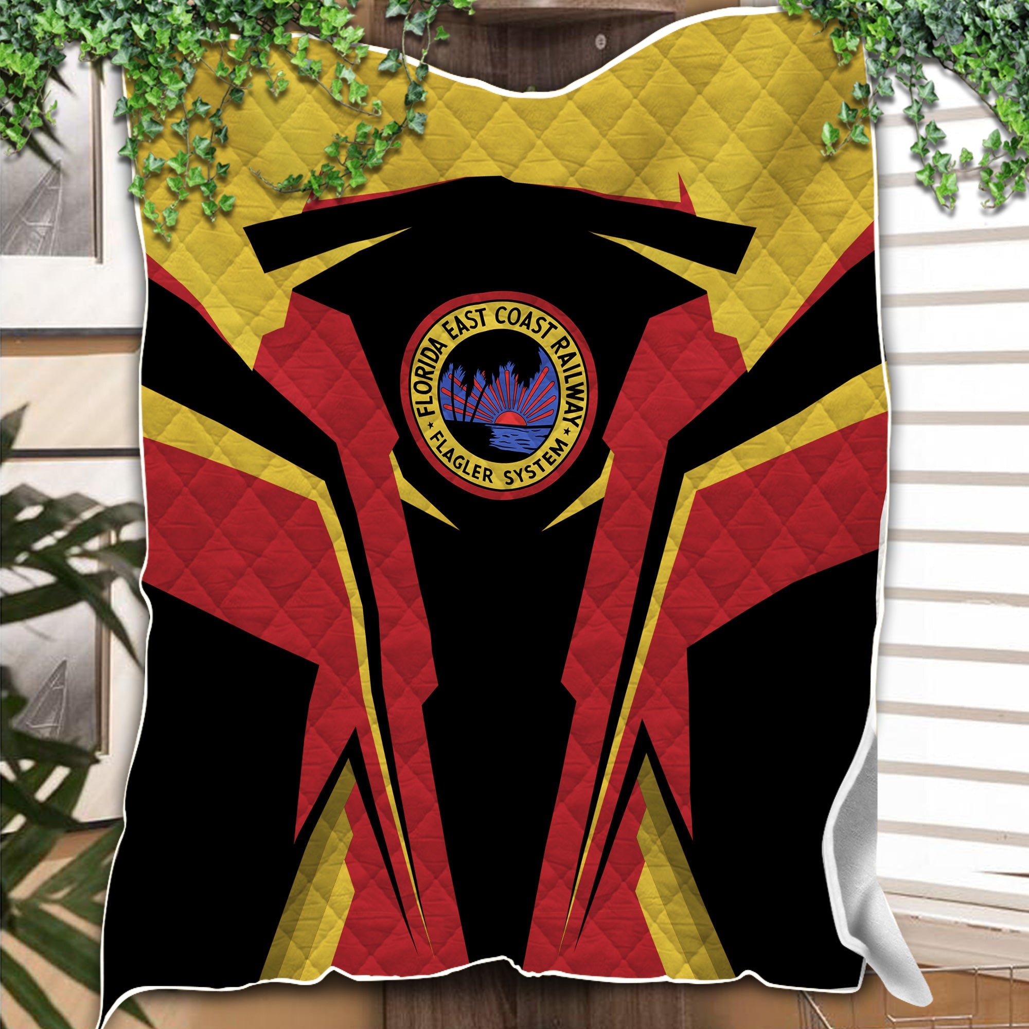 Railspirit Personalized Florida East Coast Railway Premium Quilts Strong Line Train Premium Quilts Gift Idea For Train Lover