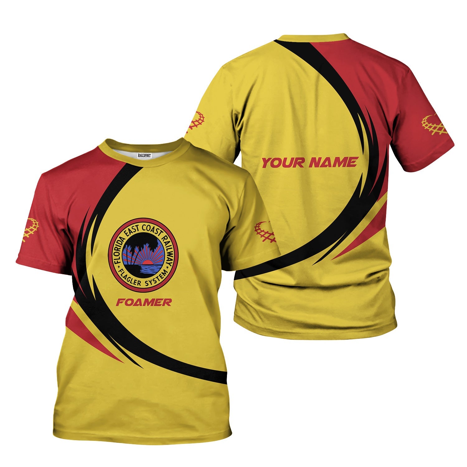 Railspirit Personalized Florida East Coast Railway T-Shirt Unique Graphic Style Shirt For Train Enthusiasts