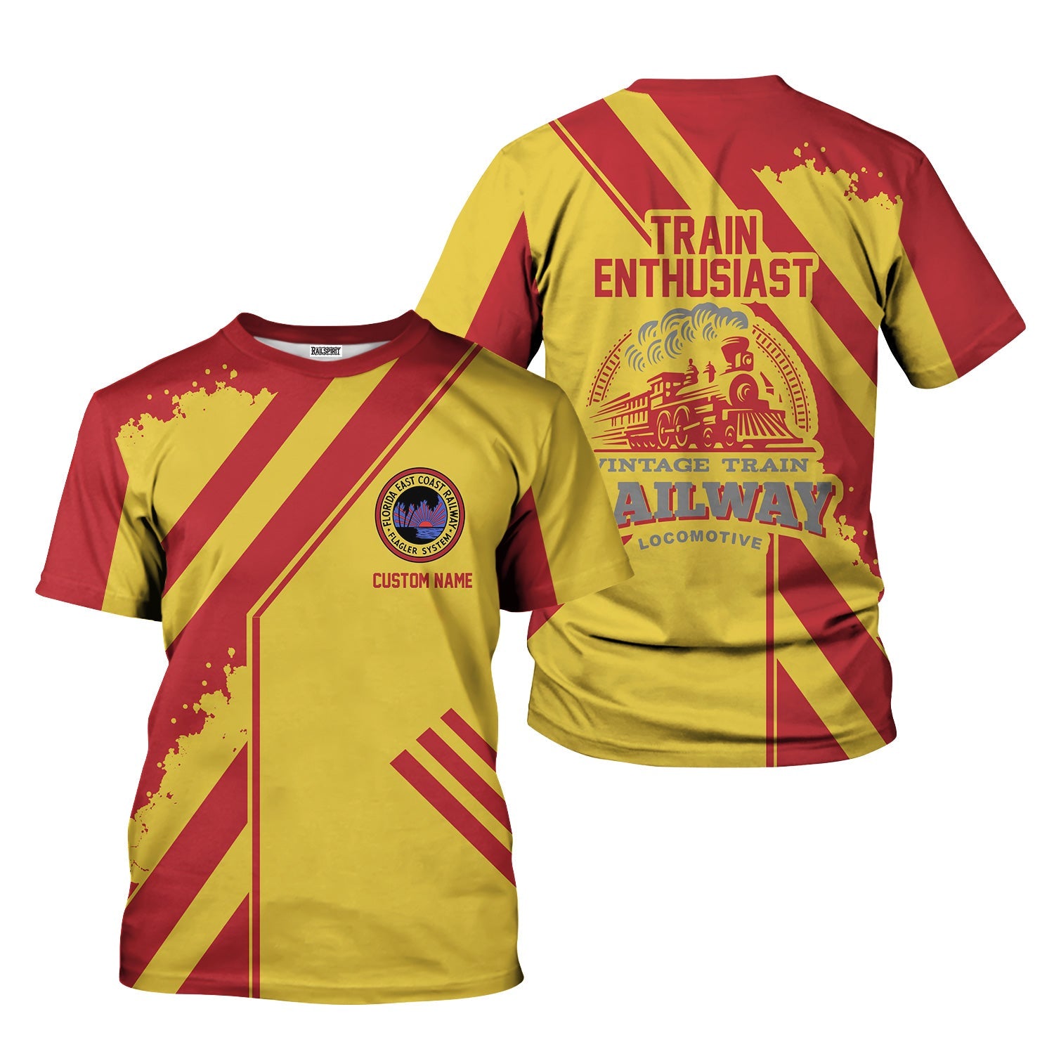 Railspirit Personalized Florida East Coast Railway T-Shirt Locomotive Design Train Shirt for Train Enthusiast