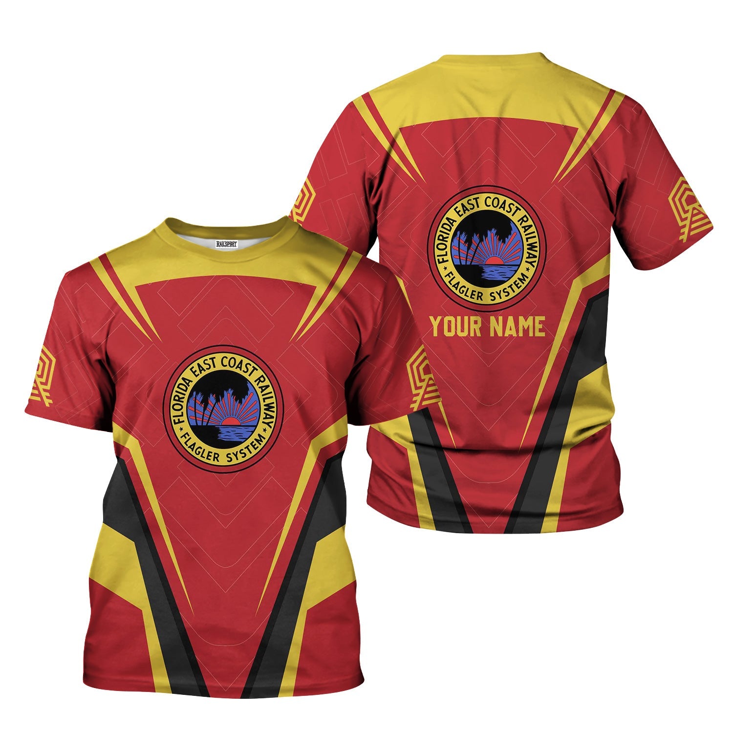 Railspirit Personalized Florida East Coast Railway T-Shirt Railway Inspired Apparel Train Shirt for Train Lovers